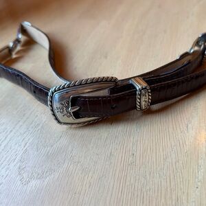 Brighton  Leather Silver  Concho  Western Belt Ladies 40348 Made in USA 32 Brown